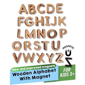 LEAPING LEARNING Alphabet Magnets - Magnetic Letters for Kids, Wooden Letters for Learning & Classroom Supplies, Ideal for Refrigerators, School Board, & Early Literacy Educational Toys 3+ (Uppercase)