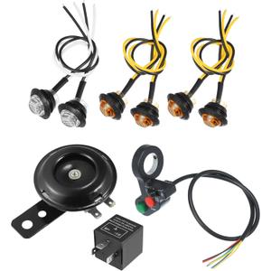 Motoforti Universal ATV UTV Turn Signal Street Legal LED Light Kit with Horn Turn Signal Headlight Horn Function Handlebar Flasher Relay