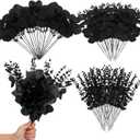 Giegxin 90 Pcs 3 Kinds Mixed Artificial Eucalyptus Leaves Stems Bulk Silver Dollar Leaves Picks Dried Eucalyptus Bundle Faux Spray for Wedding Vase Bouquet Floral Arrangement (Black)