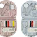 3 x 2 Pack Mini Sewing Kit with Threads, Portable Sewing Kit with 2 Color Spool - Needles, Scissors, Travel Sewing Supplies for Home, Emergency, Adults and Beginners (Pink, Blue)