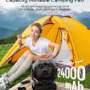 Misting Fan, Portable Camping Fans with 9oz Water Tank, 24000mAh Rechargeable Fan with 4 Speed, Battery Powered Fans with 120H Cooling, Last 5H Mist, 2 Mist Modes, Light, Outsides/Summer Essential