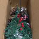 DR.DUDU 15 Inch Outdoor Christmas Decorations Urn Filler for Front Porch- Lighted Christmas Pot Fillers with Stake, Xmas Pine Trees with Timer for Outside Home Dcor