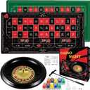 16 Inch Roulette Wheel Game Set Include Black Roulette Wheel,47.2" x 23.6" Anti-slip Rubber Game Mat x2, 200 Chips, Chip Rake, Win Marker, Dealer Button, Instruction Manual,Storage Box (Style 1)