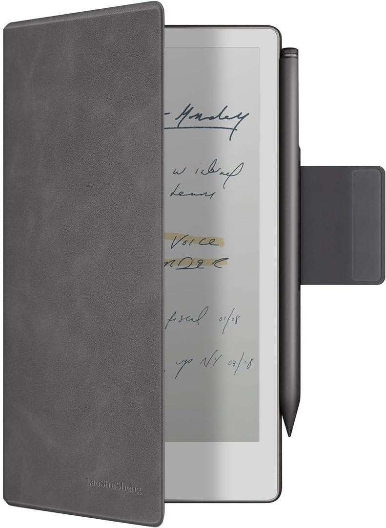 Magnetic Case for 7.3" Remarkable Paper Pro Move Tablet 2025 | Slim Lightweight PU Leather | Book Folio Cover | with Pen Clasp | Smart Auto Sleep/Wake | (Grey)