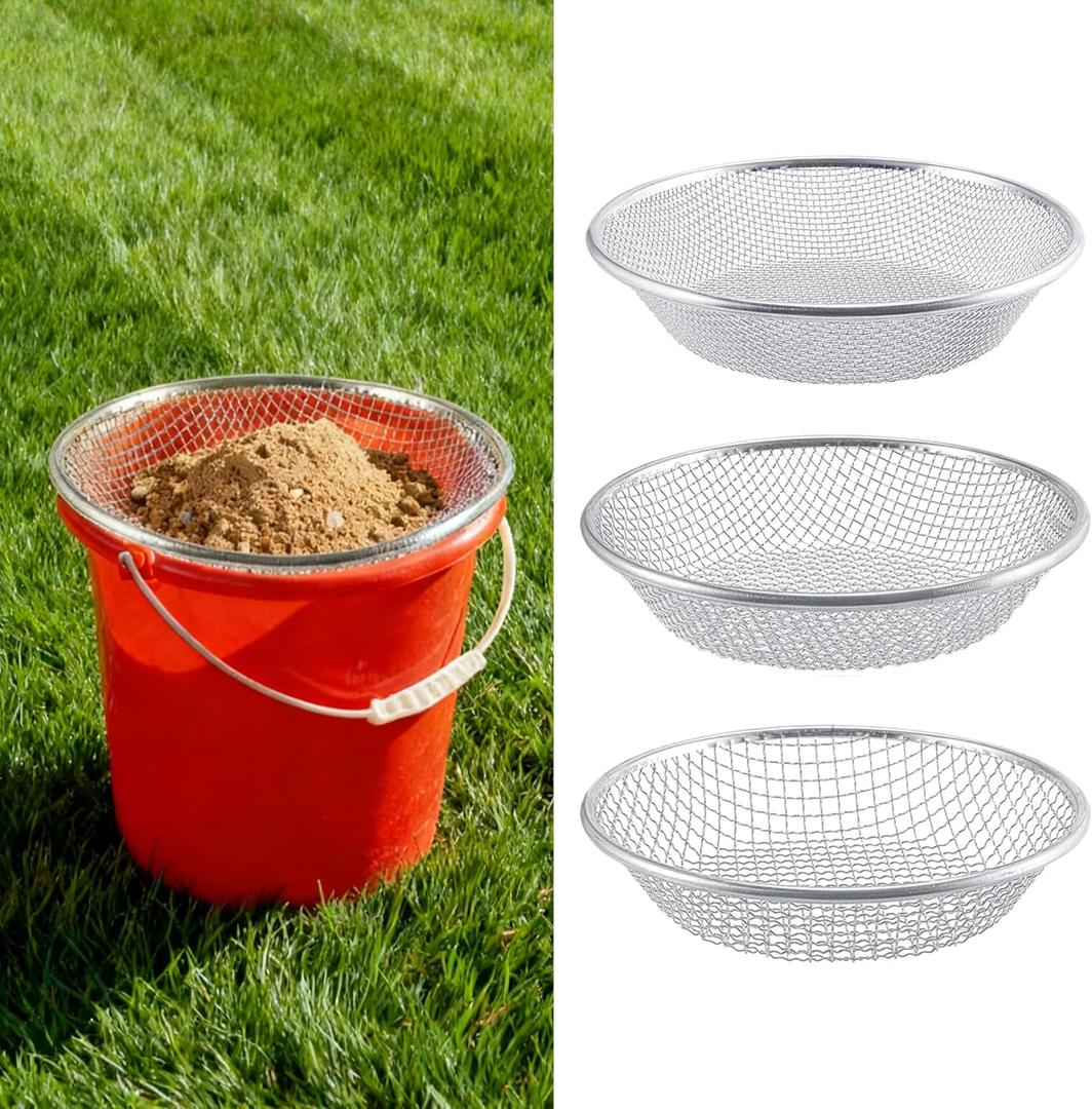 3PCS Soil Sifter for Gardening, Rock Sifter for 5gallon Bucket, Dirt Sifter Compost Sifter, Sifter for Gravel Sawdust Vermicompost