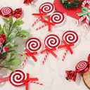 24pcs Christmas Candy Ornament, Plastic Peppermint Candy Cane Decorations with Hanging Loop for Xmas Home Party Supplies (Red, White)