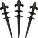 3 Pack Garden Hose Guide Spike, Decorative Hose Guide Support Stakes Antique Heavy Cast Iron Plant Saver Tools for Farm Garden Lawn Yard(Fleur De Lis)