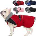 Nanaki Small Dog Coat for Winter Waterproof, Warm Fleece Lining Furry Collar Dog Jacket with Leash Hole, Reflective Adjustable Cold Weather Puppy Jacket Vest, Pullover Pet Snow Suit Male Female,Red S