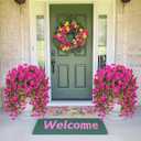 MARTINE MALL 2 Pcs Look Real Artificial Flowers for Outdoors, Realistic Artificial Hanging Flowers for Outdoors, UV Resistant Fake Hanging Plants Silk Petunia Faux Flowers for Porch Patio, Fuchsia