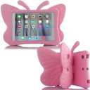 Simicoo iPad 7 8 10.2 9 3D Cute Butterfly Case for Kids Light Weight EVA Stand Shockproof Rugged Heavy Duty Kids Friendly iPad Cover for Girls iPad 10.2 iPad 7th 8th 9th (Pink)