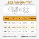 20 PCS Brass Pipe Plug Kit  1/4", 3/8", 1/2" NPT Male Hex Head Counter Sunk Plugs, Threaded Fittings for Plumbing, Air Compressor, Hydraulic & Industrial Use