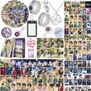 Stray Merch Gifts Set, Including 55 Postcards, 96 Stickers, 2 Keychain, 2 Pins, 2 Paper Tape, 2 Fridge Magnet, ID Badge Holder, Pocket Notebook and Pendant for Skz's Stays Fans Gifts
