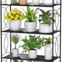 5 Tier Plant Stand Indoor Outdoor, Heavy Duty Plant Shelf, Metal Mesh Tall Plant Stands Holder Rack for Living Room Balcony and Garden, Black