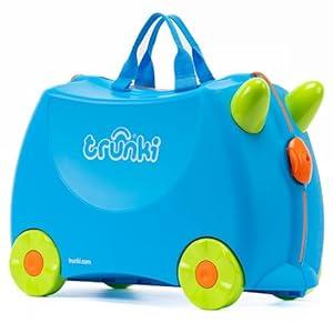 Trunki Ride-On Kids Suitcase | Tow-Along Toddler Luggage | Carry-On Cute Bag with Wheels | Kids Luggage and Airplane Travel Essentials: Terrance Boy Blue