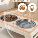 Jovrun Elevated Dog Bowls for Small Dogs and Cats, Non-Slip Cat Bowls with 2 Thick 5.5" Stainless Steel Dishes, Dog Feeder 2 Heights Adjustable to 2.6"-5.3", Beige