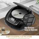 LONPOO CD Player Portable Boombox with FM Radio/USB/Bluetooth/AUX Input and Earphone Jack Output, Stereo Sound Speaker & Audio Player,Black