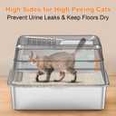 URPOWER Stainless Steel Cat Litter Box with Lid Extra Large Enclosed Litter Box Non-Sticky Metal Pan with High Sided & Scoop, Odor Free, Front & Top Entry, Anti-Leakage, Easy Cleaning