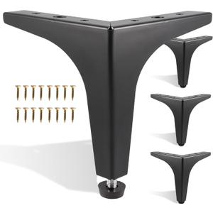 Furniture Legs 7 Inches, Set of 4 Triangle Furniture Feet, Adjustable Heavy Duty Sofa Legs, Modern Style Furniture Legs, DIY Replacement Black Metal Legs for Table Cabinet Cupboard Sofa Couch Chair