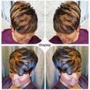 Showreal Pixie Cut Wig Human Hair for Women Highlight Brown Short Straight Wigs 100% Real Human Hair Pixie Cut Wig with Bangs Layered Virgin Hair Glueless Natural Short Wig (9149-1B/30)