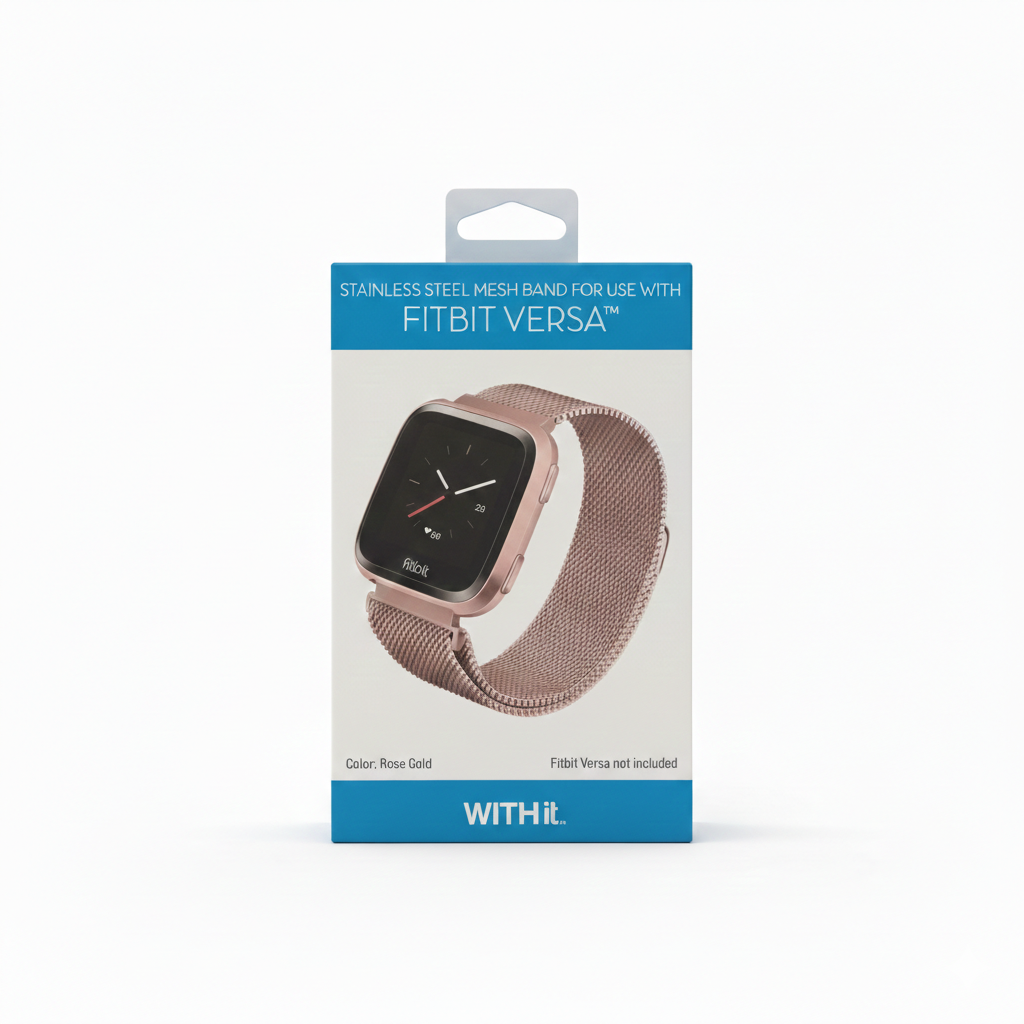 STAINLESS STEEL MESH BAND FOR USE WITH FITBIT VERSA ROSE GOLD - New