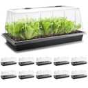 1020 Trays with Tall 7.3'' Dome, 10-Pack Extra Large Seed Starter Tray with Humidity Domes, Heavy Duty 1020 Seed Trays and Flats with Lid, Seed Germination Mini Greenhouse No Hole for Balcony Garden