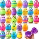 JOYIN 50 Pcs 3.15Inch Printed Plastic Eggs Colorful, Fillable Empty Eggs Bulks for Easter Hunt Event, Basket Stuffers Fillers, Classroom Prize Supplies, Filling Treats and Party Favor