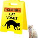 Premium 1 PCS Perfect Cat Vomit Caution Sign  Funny Cat Warning Decor, Humor Desk & Office Accessories, Mini Cat Vomit Sign, Gag Gift, Decorations & Cat Lover Gifts for Mom & Dad, Large