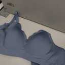 OEAK Womens Wireless Jelly Bras Push Up Bralette Full Coverage No Underwire Bra Comfortable Everyday Seamless Tshirt Bras (Small, Grey Blue)