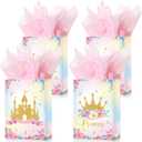Nezyo 16 Pcs Princess Prince Party Favor Bags Prince Princess Goodie Gift Candy Bags for Birthday Baby Shower Party Favors (Pink Crown and Castle)