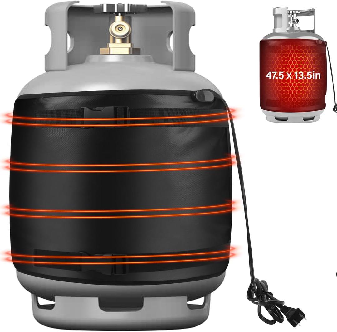 ANWEOR Propane Tank Heater Blanket,110V Gas LP Cylinder Tank Warmer,Propane Tank Warmer Blanket,Insulated Protective Tank Cover Safely Heats Up to 105℉ for 20,30,40 LB Tanks