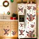 Christmas Window Clings Reindeer, Xmas Elk Wall Decals, Christmas Reindeer Wall Stickers, Xmas Snowflake Window Stickers, Xmas Candy Giftbox Wallpaper for Party Home Living Room Bedroom