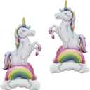 2pcs Giant Self-Standing Unicorn Balloons 3D Magical Rainbow Cloud Unicorn Foil Balloons for Girls Birthday Baby Shower Party Decorations