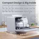 COMFEE' Portable Mini Dishwasher Countertop with 1.32Gal Built-in Water Tank for Apartments& RVs, No Hookup Needed, 6 Programs, 360 Dual Spray, 162 High-Temp& Air-Dry Function