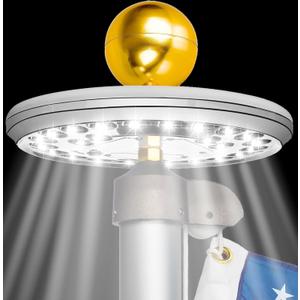 Flag Pole Light Solar Powered - 26 LED Solar Light for Flagpole - Light Up American Flag Outdoor with Solar Flag Pole Light from Dusk to Dawn for 12 Hours - 100% Coverage Silver Flag Light (Silver) (8 inches 26LED)
