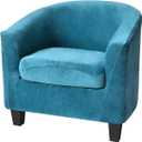 Only Covers, 2 Pieces Velvet Tub Chair Covers with Cushion Cover, Removable Stretch Club Chair Slipcover for IKEA Tullsta, Armchair Furniture Protector for Living Room (Turquoise)