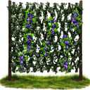 86 York Expandable Wooden Privacy Fence with Artificial Flowers & Greenery, In-Ground Decorative Outdoor Privacy Screen to Hide AC Units & Trash Cans, Garden & Yard Decor Panel