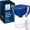 Brita Large Water Filter Pitcher for Tap and Drinking Water with SmartLight Change Indicator, Includes 1 Standard Filter, BPA-Free, Lasts 2 Months, 10-Cup Capacity, Mazarine Blue