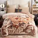 LGYKUMEG Thick Korean Faux Mink Fleece Blanket 79" x 91" -Silky Soft and Warm Plush Weighted Blanket for Bed - 9lbs Taupe Throw Blankets (Peony Coffee)