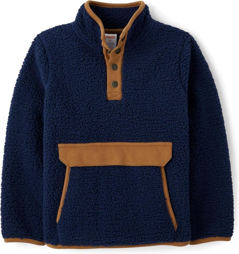 Gymboree Boys and Toddler Long Sleeve Half Snap Sherpa Pullover (6, Tidal)