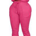 HBQ Women 2 Piece Outfits Sweatsuit Set Casual Lapel Zip Up Jacket Wide Leg Pant Lounge Set Tracksuit (Pink, S)