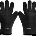 KITCHEN PERFECTION Silicone Smoker Oven Gloves -Extreme Heat Resistant BBQ Gloves -Handle Hot Food Right on Your Smoker Grill Fryer Pit|Waterproof Oven Mitts Grill Gloves |Superior Value Set+3 Bonuses (One Size Fits Most, Black)