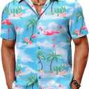 COOFANDY Mens Hawaiian Shirt Short Sleeve Button Down Shirts Tropical Floral Summer Beach Shirts (XXL)