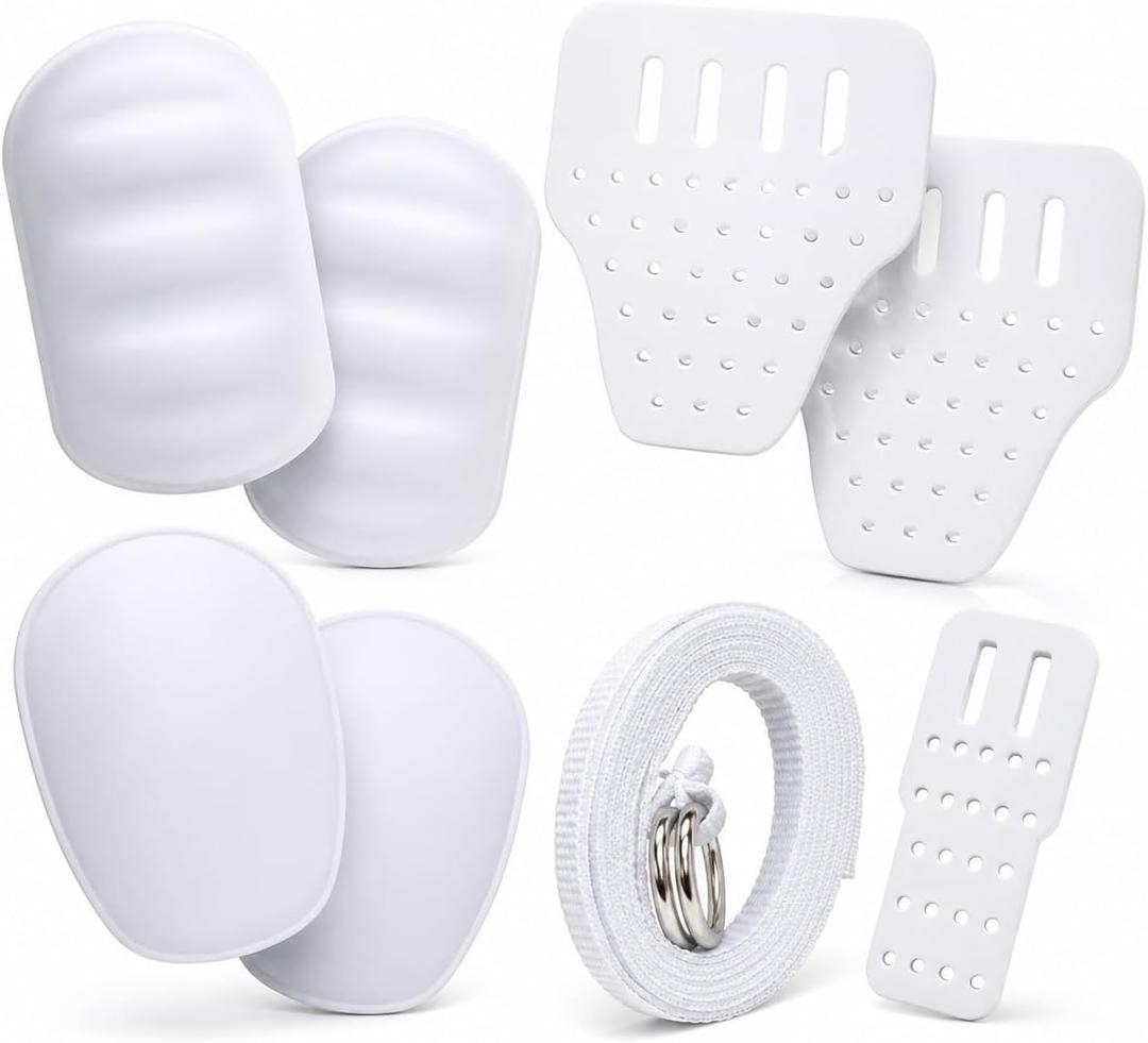 LURKA Football Pads Set, 8-Piece Youth Slotted Pad Kit – Includes Hip, Thigh, Knee, Tailbone Pads & Adjustable Belt, White