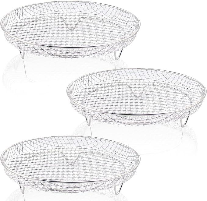 8 inch Air Fryer Racks, Air Fryer Universal Accessories, Baking Rack,Round Stackable Grill, Food-Grade Stainless Steel Kitchen Household, Fit all 4.2QT - 5.8QT air fryer,Oven - 3 Pack