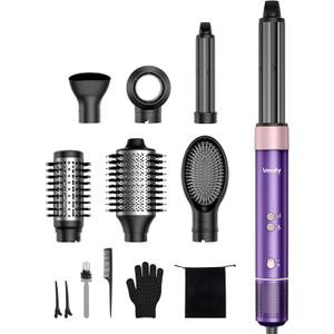 7-in-1 Hot Air Styler & Hair Dryer with 110,000 RPM High-Speed Motor Blow Dryer Brush for Fast Drying, Curling, Straightening & Volumizing  No Heat Damage  for All Hair Types  Violet