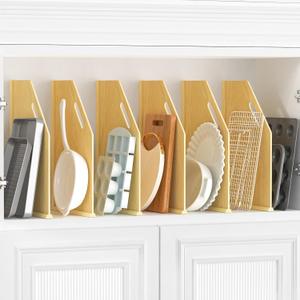 6 Pack Wood Tray Dividers for Cabinet, Cookie Sheet Organizer for Cabinet