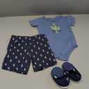 Hudson Baby Unisex Baby Cotton Bodysuit, Shorts and Shoe Set (0-3 Months, Go Bananas)