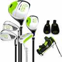 PGM Kids Junior Golf Clubs Ages 3-12, 5-Club Beginner Set Stand Bag Green, Height:3'1''-3'9''