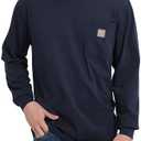 Kecols Men's Loose Fit Heavyweight Work Long Sleeve T-Shirts Comfort Pocket Tee(Regular&Tall), Large