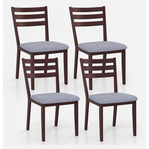 Dining Chair Set of 4 w/ Solid Rubber Wood Frame Hollow Curved Backrest